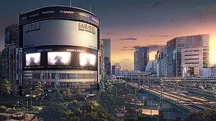 gray high rise building, Kimi no Na Wa, Your Name, cityscape HD wallpaper