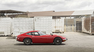 red coupe, car, Toyota 2000GT, Toyota, red