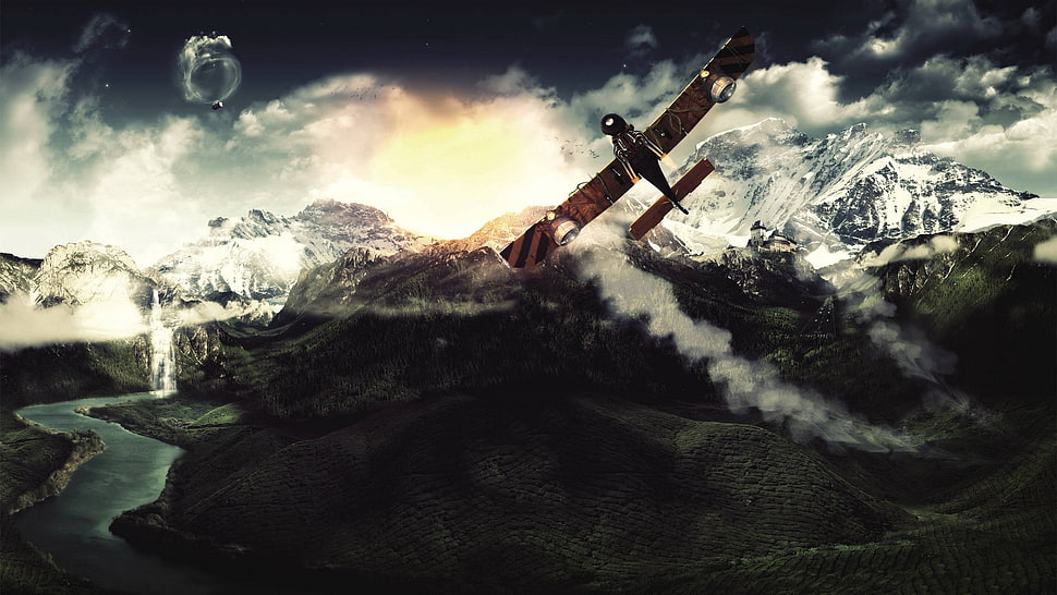 sword and mountain digital wallpaper, space HD wallpaper