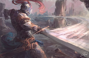 knights painting, knight, armor, sword
