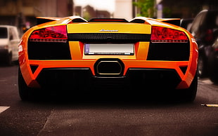 orange Lamborghini Murcielago, Lamborghini, yellow cars, car