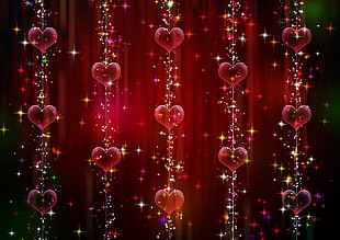 sparkling heart illustration, Heart, Shine, Red