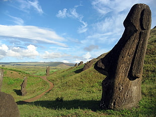 Moai, Easter Island, clear sky, statue, island, Easter Island HD wallpaper