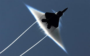 stealth plane breaking sound wave, aircraft, sonic booms, F-22 Raptor HD wallpaper