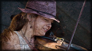 Theresa andersson,  Girl,  Violin,  Hat HD wallpaper