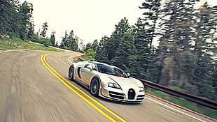 white sports car, Bugatti, Bugatti Veyron, car, Bugatti Veyron Grand Sport Vitesse