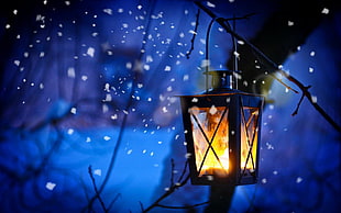 black candle lantern, lamp, lights, lantern