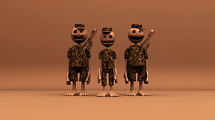 three character action figures, humor, 3D HD wallpaper
