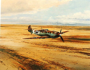 teal and orange biplane painting, Messerschmitt, Messerschmitt Bf-109, World War II, Germany HD wallpaper
