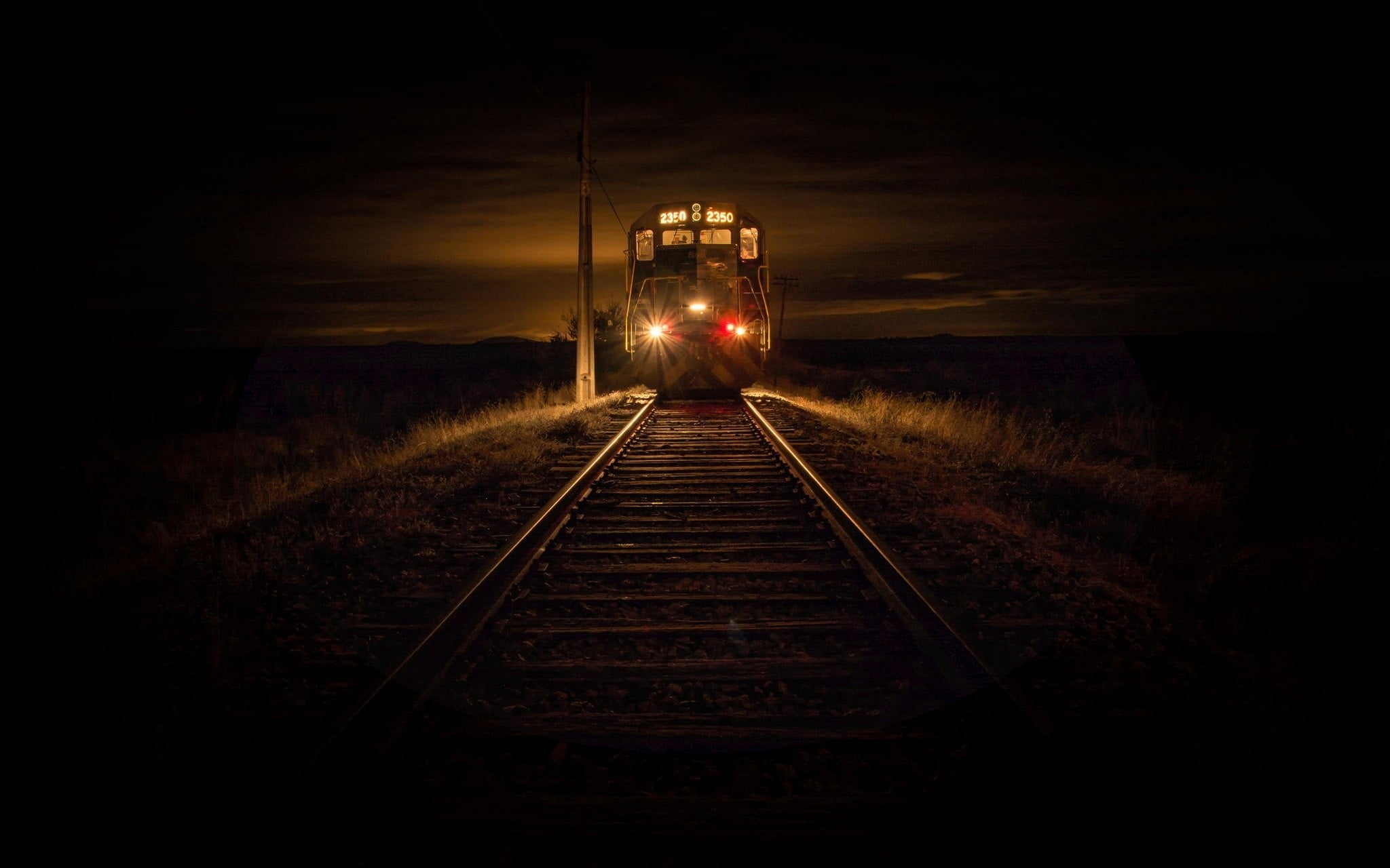 black train, landscape, nature, 2350, train
