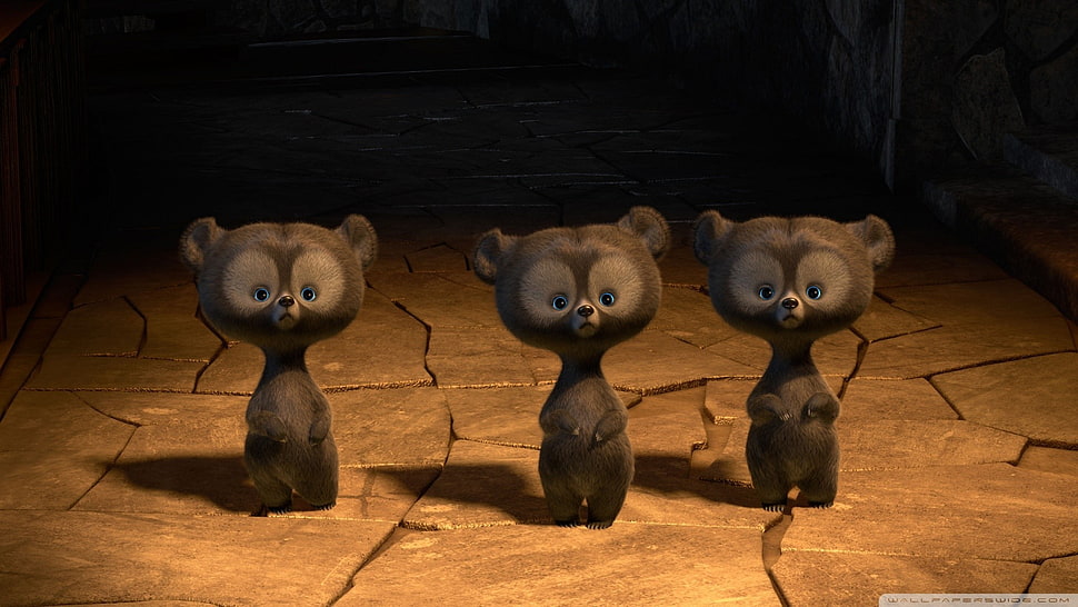 three brown bear figurines, movies, Brave, Disney, animated movies HD wallpaper