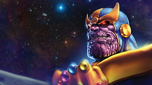Thanos, Marvel Comics, villains, digital art