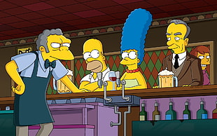 The Simpsons TV show still screenshot, The Simpsons, Moe Szyslak, Marge Simpson, Homer Simpson HD wallpaper