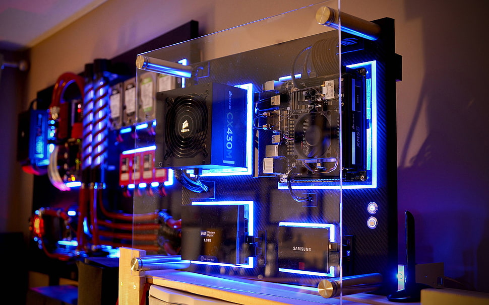 photo of black mining rig HD wallpaper