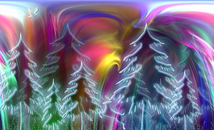 pine tree illustration HD wallpaper