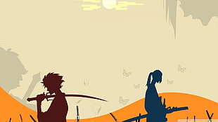 man holding sword illustration, Samurai Champloo, samurai, anime, Mugen