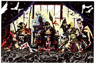 anime characters illustration, Tengen Toppa Gurren Lagann, Teppelin Nia, Simon, Littner Yoko