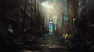 deserted city digital wallpaper, science fiction, city