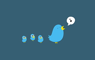 blue chicken and chicks clipart, minimalism HD wallpaper