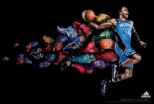 Orlando Magic Dwight Howard dunking Adidas illustration HD wallpaper