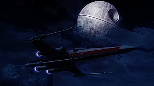 Star Wars Death Star wallpaper, Star Wars, artwork, Death Star, X-wing