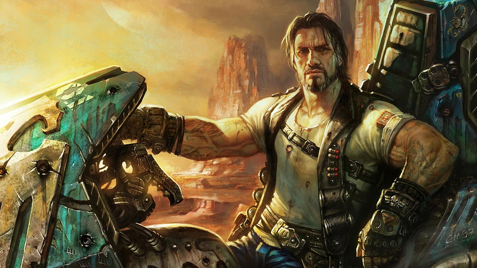 male character wearing white shirt and black vest digital wallpaper, Starcraft II, video games, James Raynor HD wallpaper