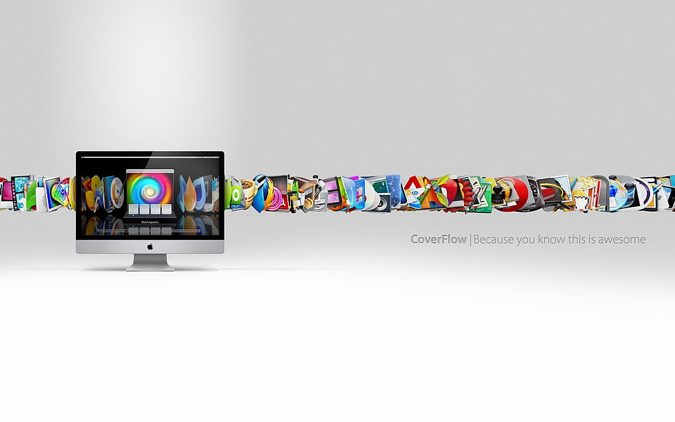 silver iMac on white top HD wallpaper