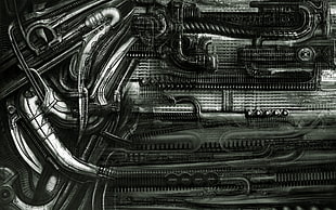 H. R. Giger, abstract, surreal, machine