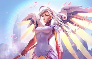 woman with wings animation character display wallpaper