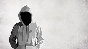 gray hooded jacket illustration, dark, faceless, hoods, artwork