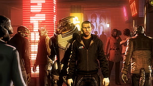 man wearing jacket digital wallpaper, Mass Effect, digital art, artwork, video games