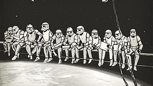 sketch of Storm Troopers illustration HD wallpaper