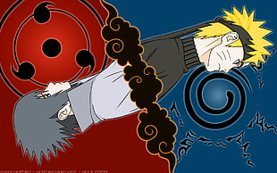 Naruto and Sasuke digital wallpaper, Naruto Shippuuden, anime, Uzumaki Naruto, Uchiha Sasuke