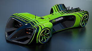 green and black Nvidia concept car HD wallpaper