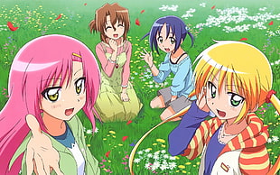 four female anime characters digital wallpaper HD wallpaper