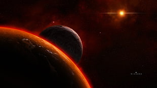 two planets digital wallpaper, space, planet