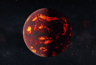 red and black planet, space, universe, planet, exoplanet