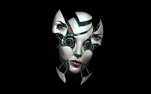 women's face with mechanical endoskeleton