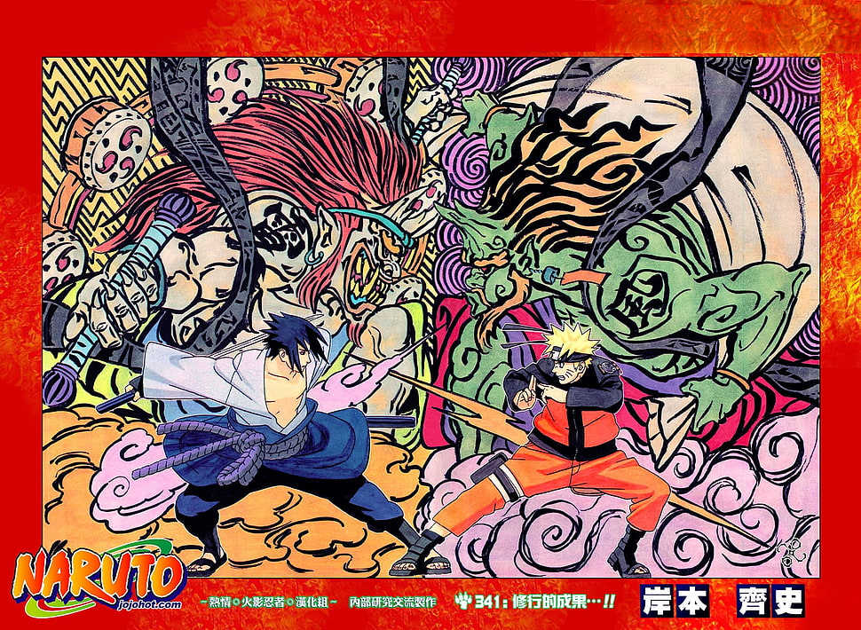 Naruto Shippuden painting, Naruto Shippuuden, Uzumaki Naruto, Uchiha Sasuke HD wallpaper