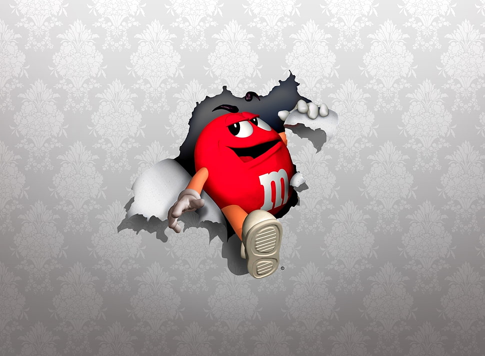 red from M&M's decoration HD wallpaper