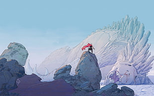 man standing on cliff artwork, Thor, comics, cartoon