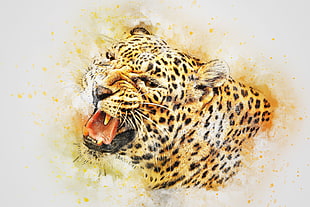 leopard painting, Leopard, Art, Predator