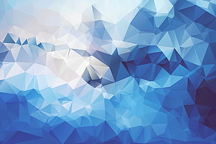 blue, teal, and white geometric artwork wallpaper HD wallpaper