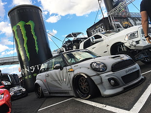 gray Mini Cooper 3-door hatchback, Mini Cooper, LB Performance, Mini, car HD wallpaper