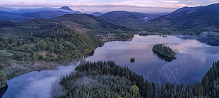 islet on body of water, loch ard, scotland