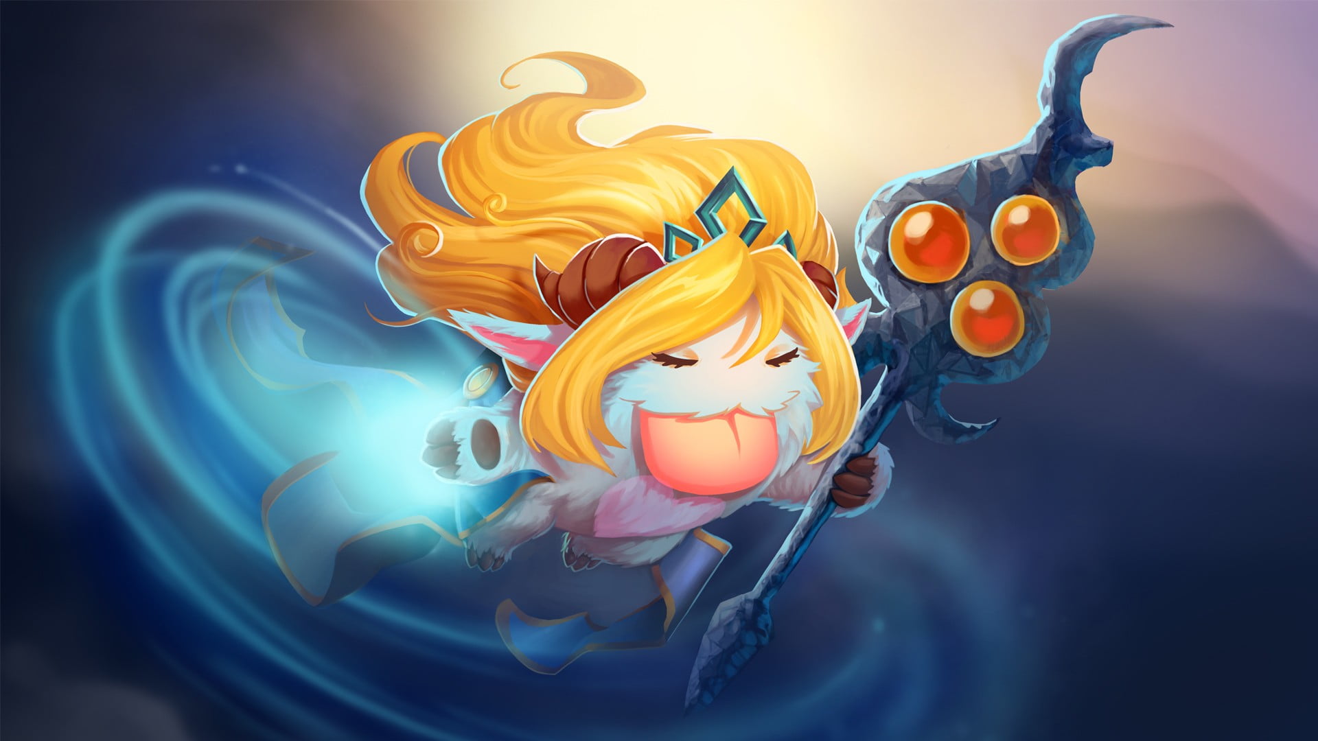 female cartoon character wallpaper, League of Legends, Poro, Janna (League of Legends)