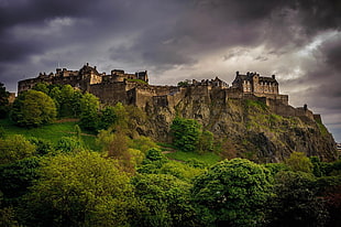 green trees, landscape, castle, Edinburgh, Scotland