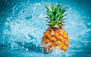 pineapple fruit, fruit, pineapples, water, food HD wallpaper