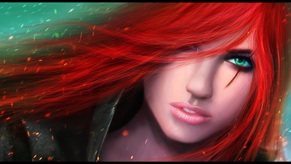 red haired girl illustration HD wallpaper