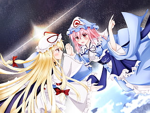 Touhou characters illustration, blonde, blushing, hair bows, hat